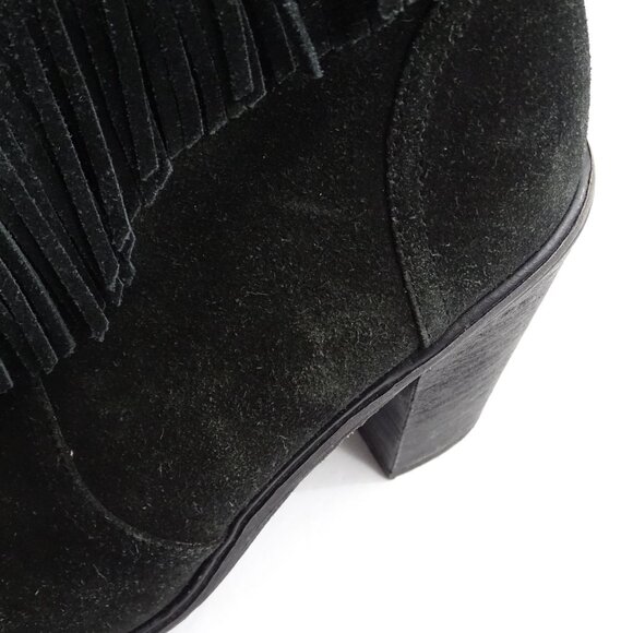 Joie Black Suede Fringe Ankle Boots Block Heel Women Size 39.5 8.5 Slip On - Picture 11 of 15